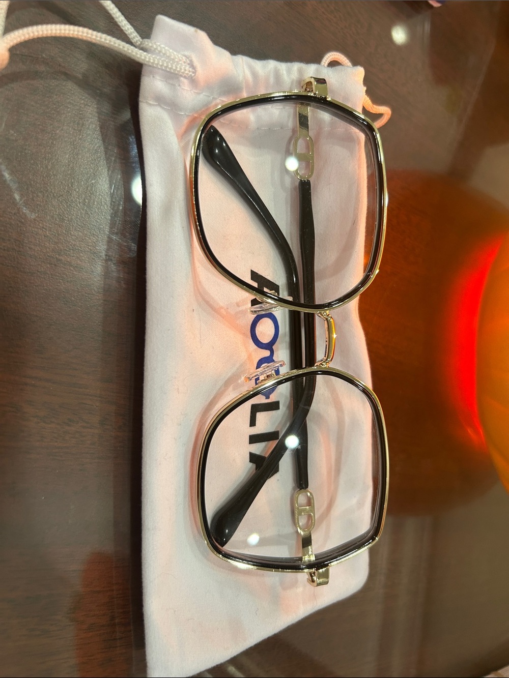 Gold Frame Square Men's Eyeglass Frames - Black Temples